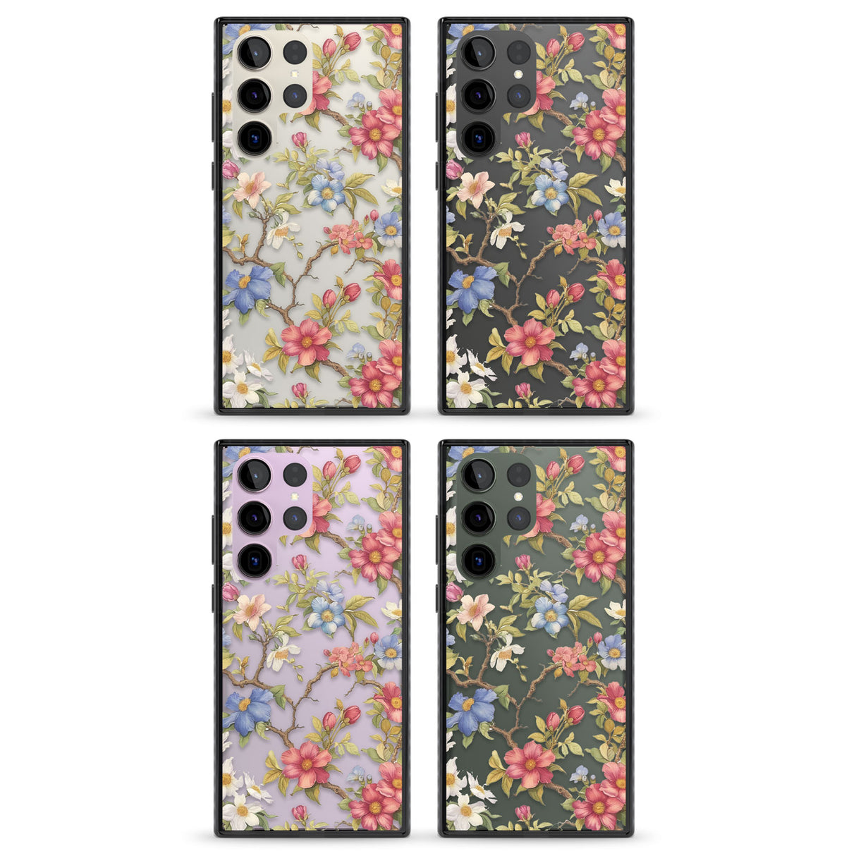 Vintage Vines & Flowers Impact Phone Case for Samsung Galaxy S24 Ultra , Samsung Galaxy S23 Ultra, Samsung Galaxy S22 Ultra