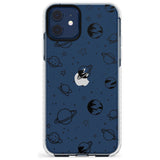 Outer Space Outlines: Black on Clear Slim TPU Phone Case for iPhone 11