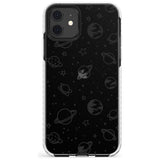 Outer Space Outlines: Clear on Black Slim TPU Phone Case for iPhone 11