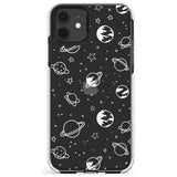 Outer Space Outlines: White on Clear Slim TPU Phone Case for iPhone 11