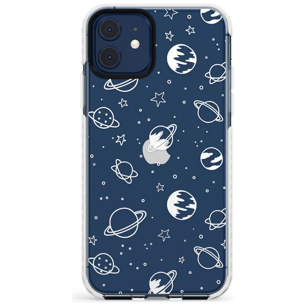 Outer Space Outlines: White on Clear Slim TPU Phone Case for iPhone 11