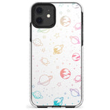 Outer Space Outlines: Pastels on White Slim TPU Phone Case for iPhone 11