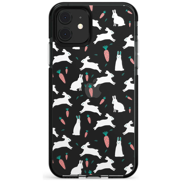 White Bunnies and Carrots Black Impact Phone Case for iPhone 11 Pro Max