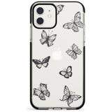 Grey Butterfly Line Pattern Black Impact Phone Case for iPhone 11 Pro Max