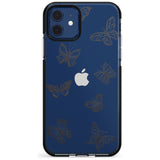 Grey Butterfly Line Pattern Black Impact Phone Case for iPhone 11 Pro Max