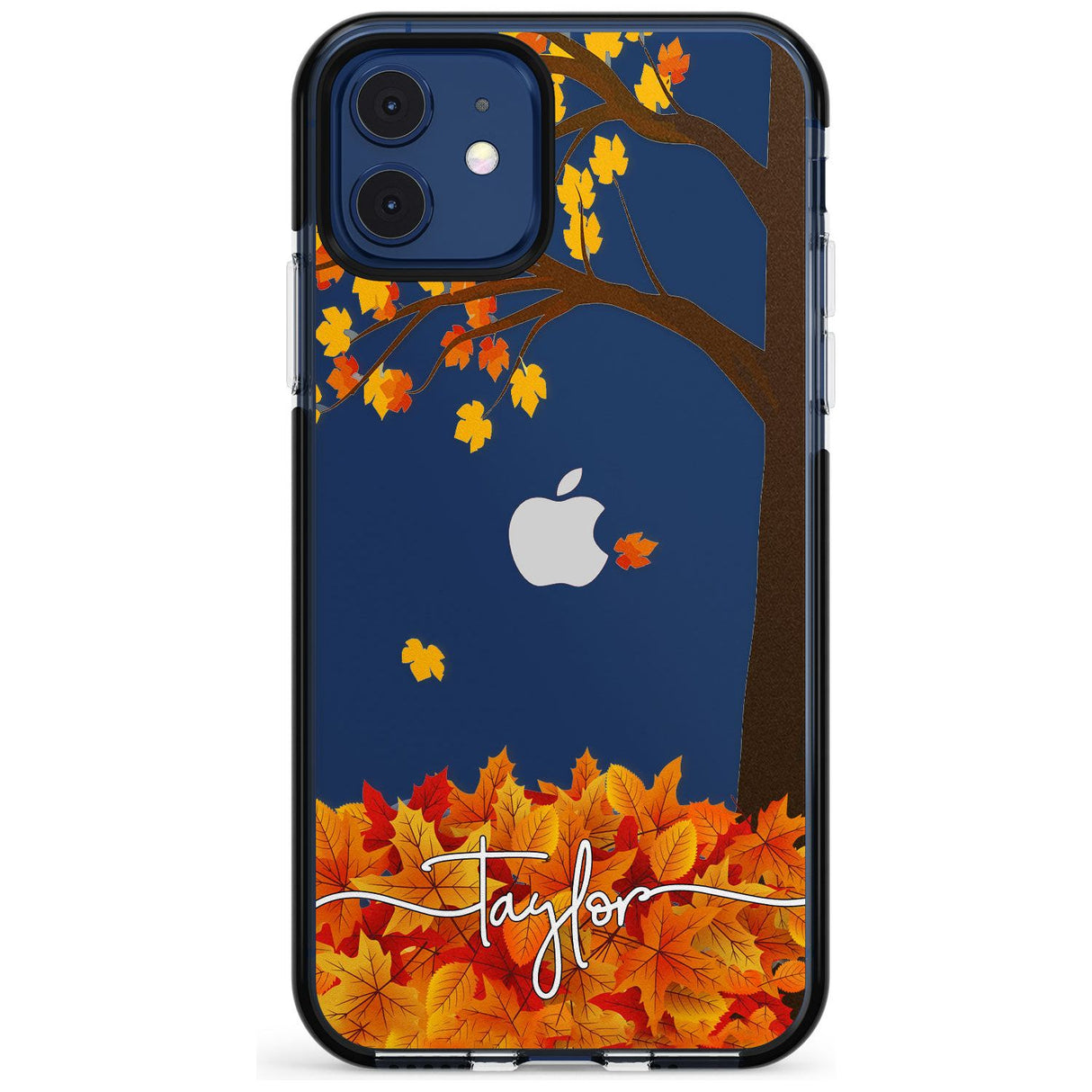 Personalised Autumn Leaves Black Impact Phone Case for iPhone 11 Pro Max