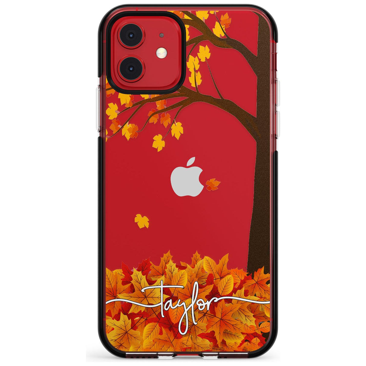 Personalised Autumn Leaves Black Impact Phone Case for iPhone 11 Pro Max