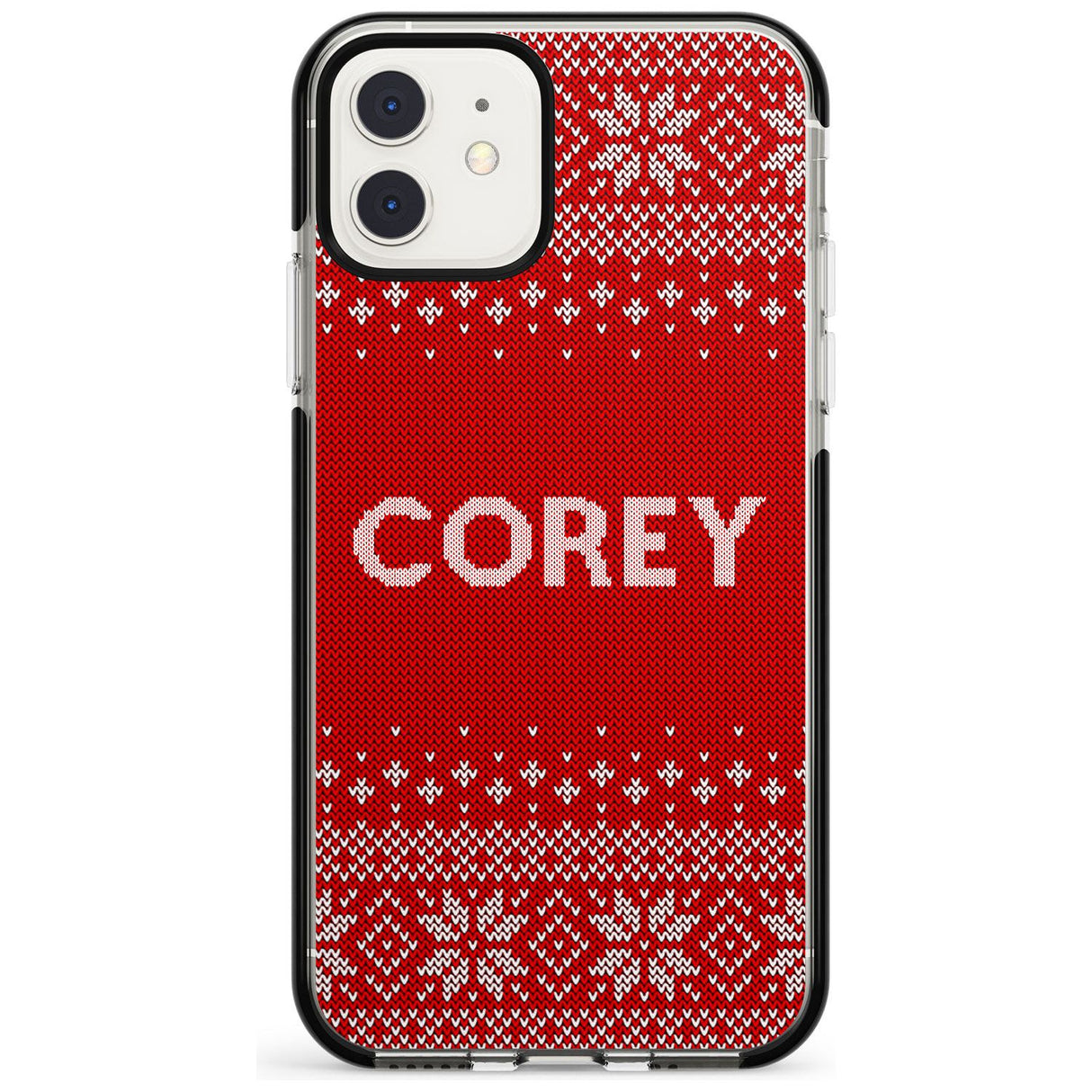 Personalised Red Christmas Knitted Jumper Black Impact Phone Case for iPhone 11 Pro Max