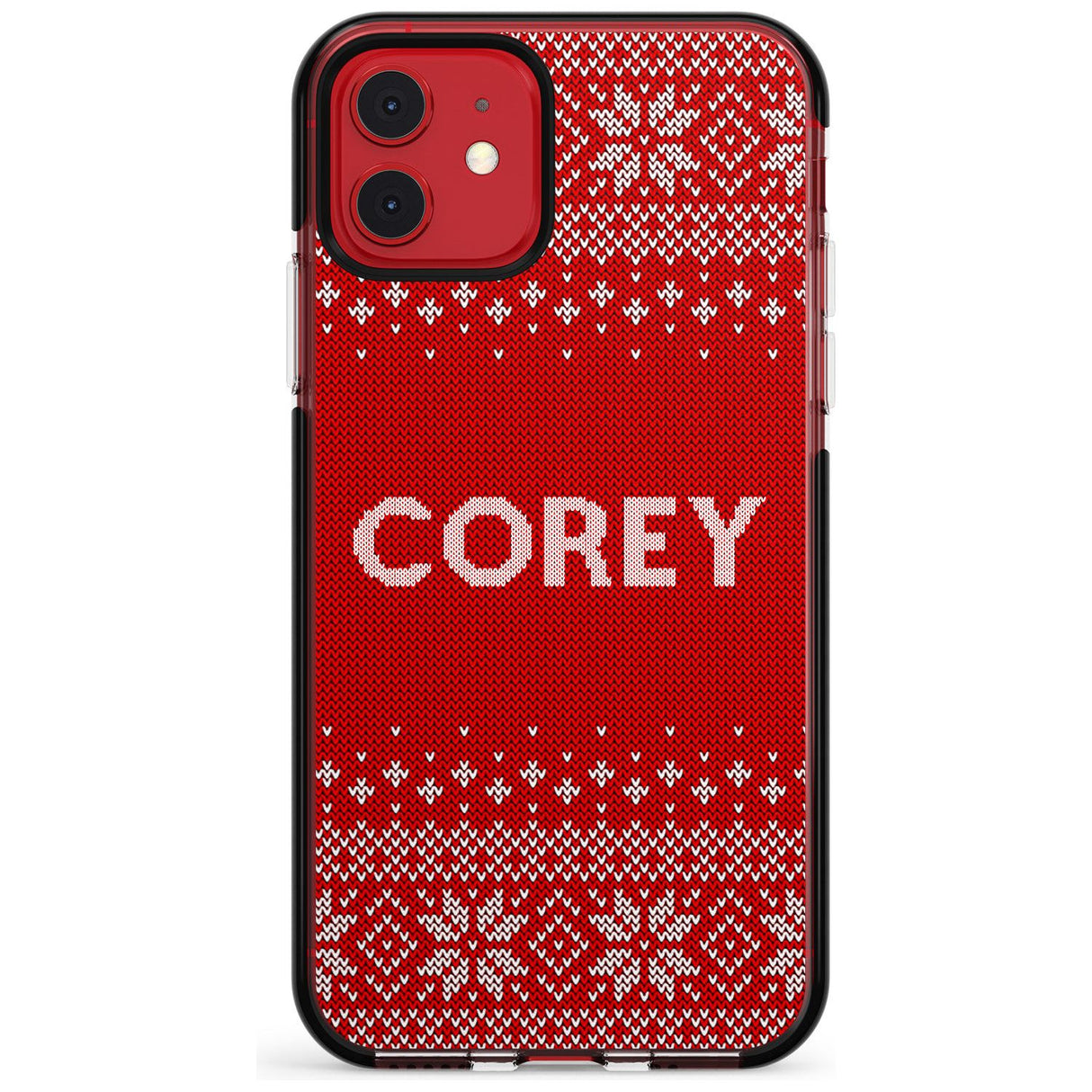 Personalised Red Christmas Knitted Jumper Black Impact Phone Case for iPhone 11 Pro Max