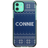 Personalised Blue Christmas Knitted Jumper Black Impact Phone Case for iPhone 11 Pro Max