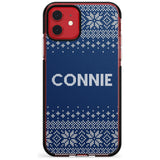 Personalised Blue Christmas Knitted Jumper Black Impact Phone Case for iPhone 11 Pro Max