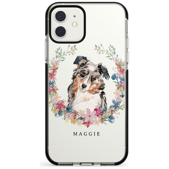 Australian Shepherd Watercolour Dog Portrait Black Impact Phone Case for iPhone 11