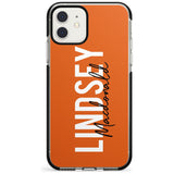 Bold Custom Name: Orange Black Impact Phone Case for iPhone 11