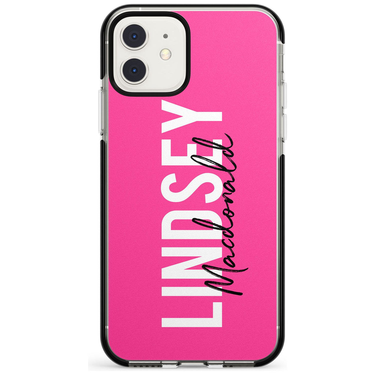 Bold Custom Name: Pink Black Impact Phone Case for iPhone 11