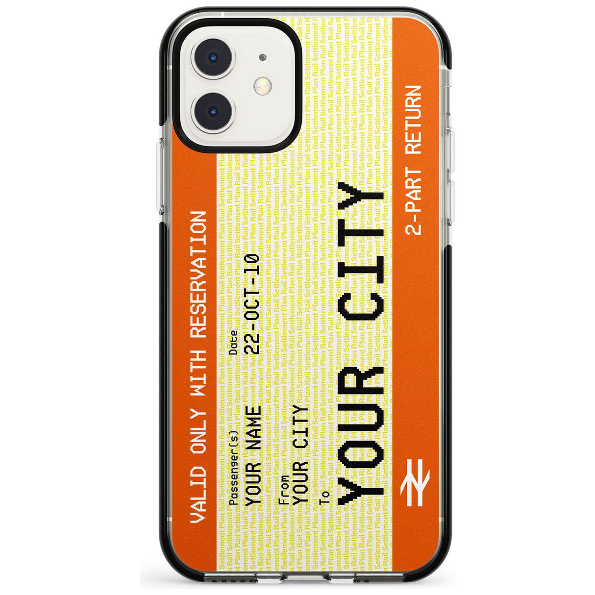 Personalised Create Your Own Train Ticket Black Impact Phone Case for iPhone 11 Pro Max