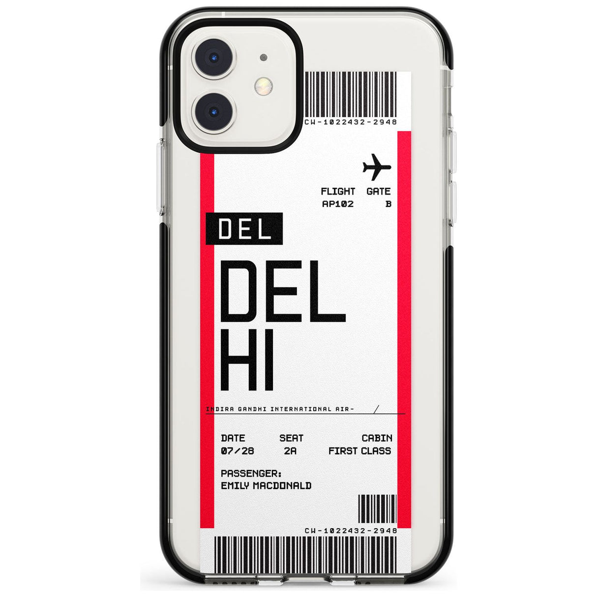 Delhi Boarding Pass iPhone Case  Black Impact Custom Phone Case - Case Warehouse