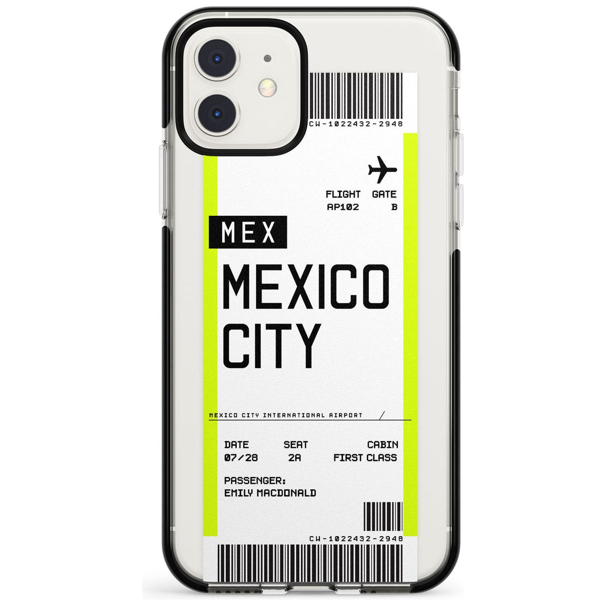 Mexico City Boarding Pass iPhone Case  Black Impact Custom Phone Case - Case Warehouse