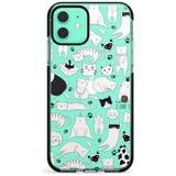 Cartoon Cat Collage - Black & White Pink Fade Impact Phone Case for iPhone 11 Pro Max