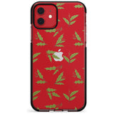 Christmas Holly Pattern Black Impact Phone Case for iPhone 11 Pro Max