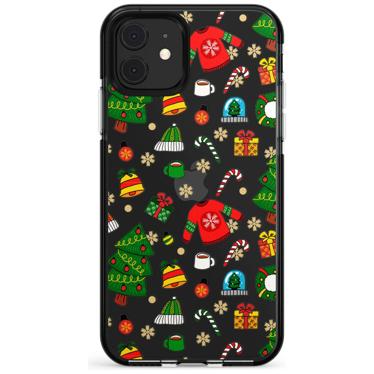 Christmas Mixture Pattern Black Impact Phone Case for iPhone 11 Pro Max