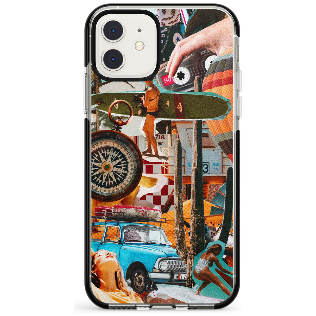 Vintage Collage: Road Trip Black Impact Phone Case for iPhone 11