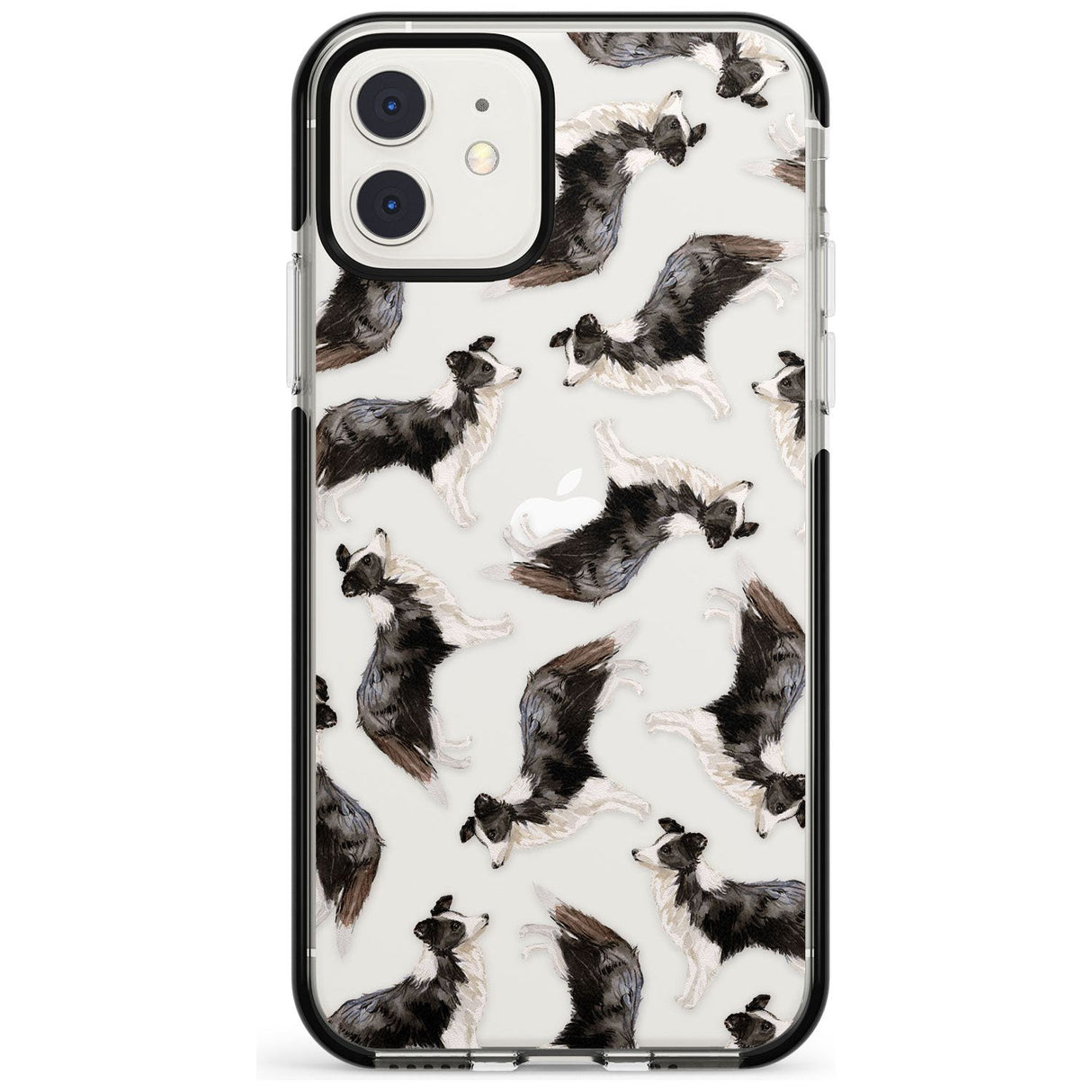 Border Collie Watercolour Dog Pattern Black Impact Phone Case for iPhone 11