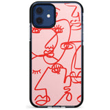 Continuous Line Faces: Red on Pink Pink Fade Impact Phone Case for iPhone 11 Pro Max