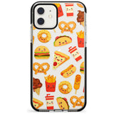 Fast Food Patterns Kawaii Fast Food Mix Phone Case iPhone 11 / Black Impact Case,iPhone 12 Mini / Black Impact Case Blanc Space