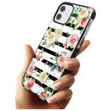 Bold Stripes & Flower Pattern Black Impact Phone Case for iPhone 11