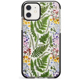 Busy Floral and Fern Design Black Impact Phone Case for iPhone 11