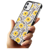 Yellow Blossoms Transparent Floral Black Impact Phone Case for iPhone 11