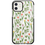 Spring Tulips Transparent Floral Black Impact Phone Case for iPhone 11