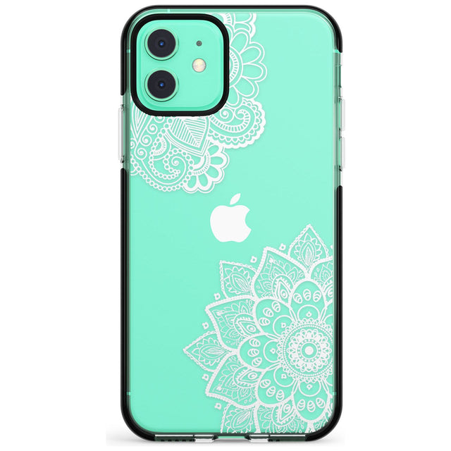 White Henna Florals Black Impact Phone Case for iPhone 11 Pro Max