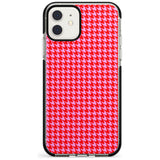 Neon Pink & Red Houndstooth Pattern Black Impact Phone Case for iPhone 11