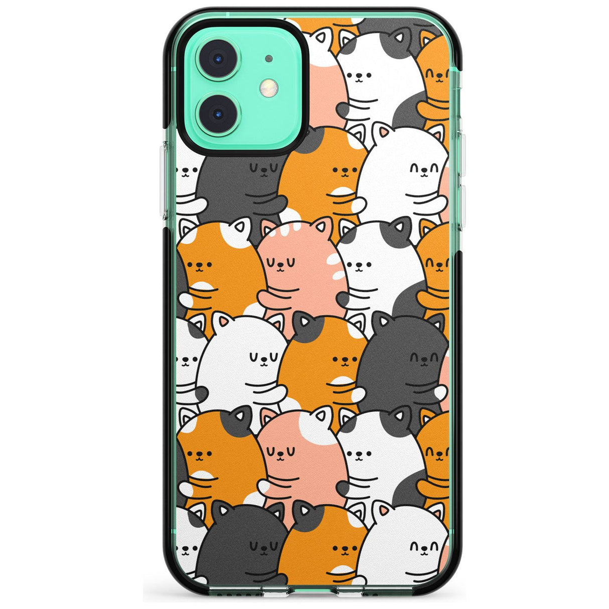 Spooning Cats Kawaii Pattern Black Impact Phone Case for iPhone 11 Pro Max