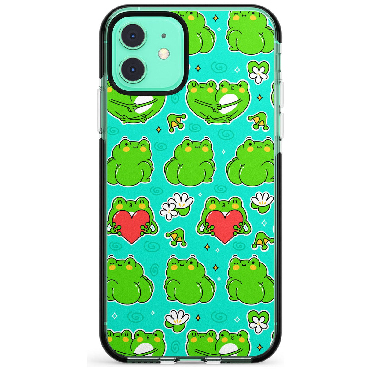 Frog Booty Kawaii Pattern Black Impact Phone Case for iPhone 11 Pro Max