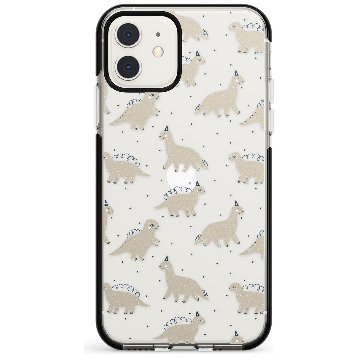 Adorable Dinosaurs Pattern (Clear) Black Impact Phone Case for iPhone 11