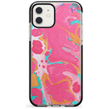 Pink, Orange & Turquoise Marbled Paper Pattern Black Impact Phone Case for iPhone 11