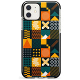 Funky Geometric Patterns: Orange & Dark Green Phone Case iPhone 11 / Black Impact Case,iPhone 12 Mini / Black Impact Case Blanc Space