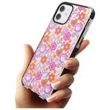 Peace, Love and Flowers Pattern Black Impact Phone Case for iPhone 11 Pro Max