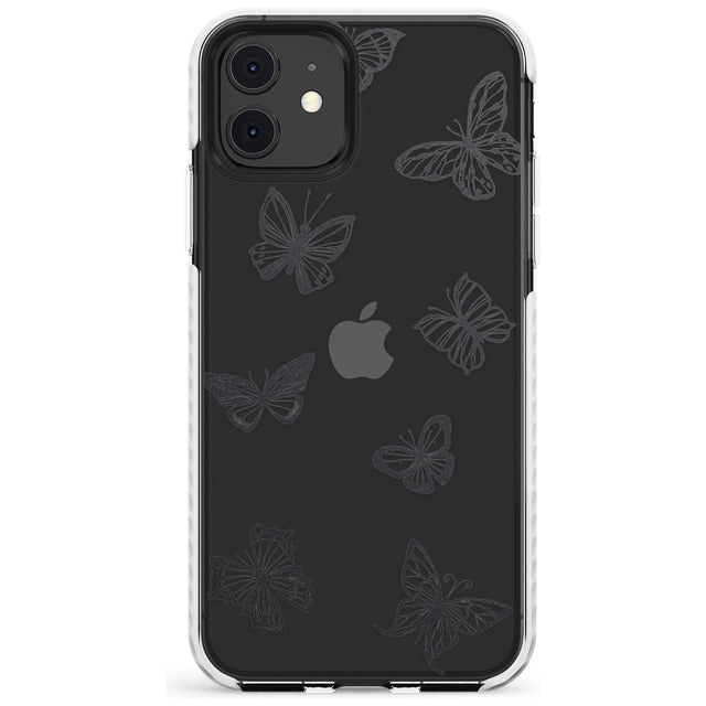 Grey Butterfly Line Pattern Impact Phone Case for iPhone 11