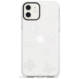 White Butterfly Line Pattern Impact Phone Case for iPhone 11