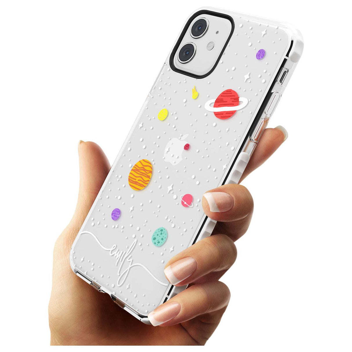 Custom Cute Cartoon Planets (Clear) Slim TPU Phone Case for iPhone 11