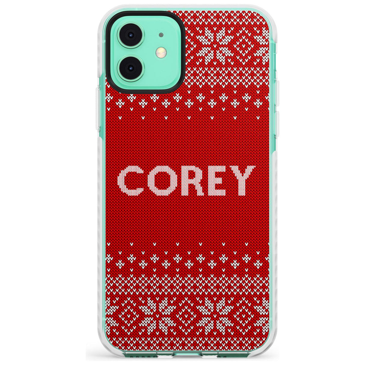 Personalised Red Christmas Knitted Jumper Impact Phone Case for iPhone 11