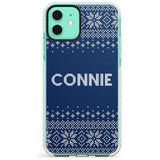 Personalised Blue Christmas Knitted Jumper Impact Phone Case for iPhone 11