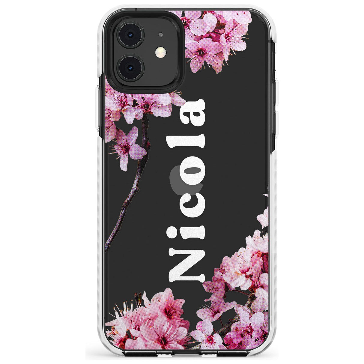 Cherry Blossoms with Custom Text Slim TPU Phone Case for iPhone 11