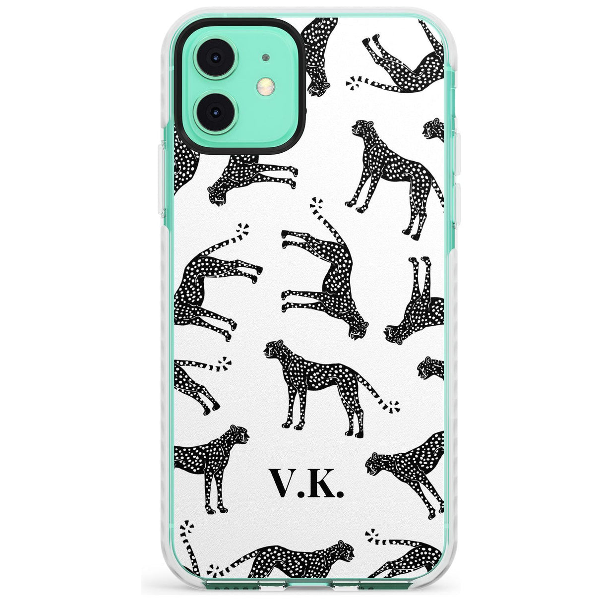 Personalised Cheetah Pattern: Black & White Slim TPU Phone Case for iPhone 11