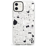 Cartoon Cat Collage - Black & White Slim TPU Phone Case for iPhone 11