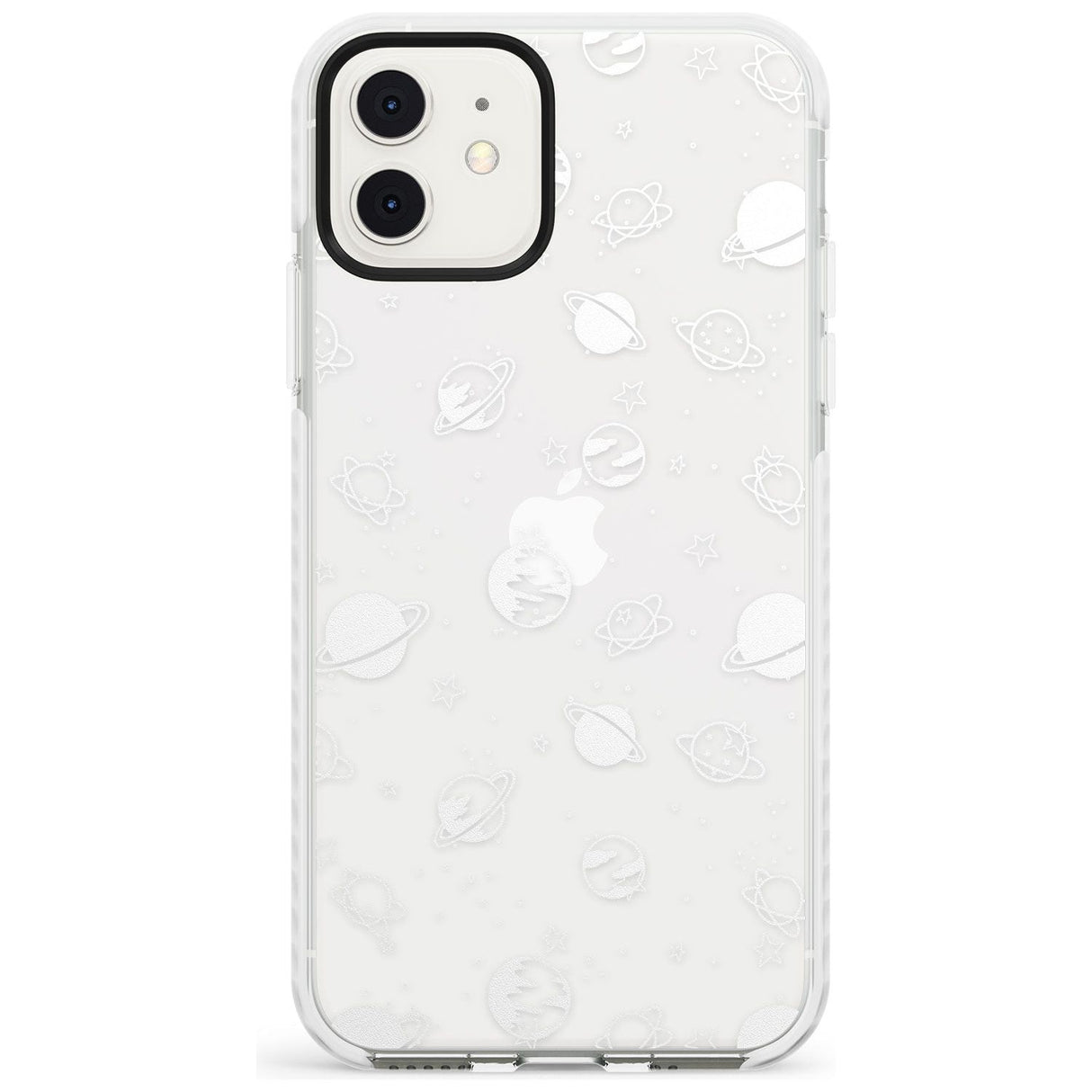 White Planets on Clear Slim TPU Phone Case for iPhone 11