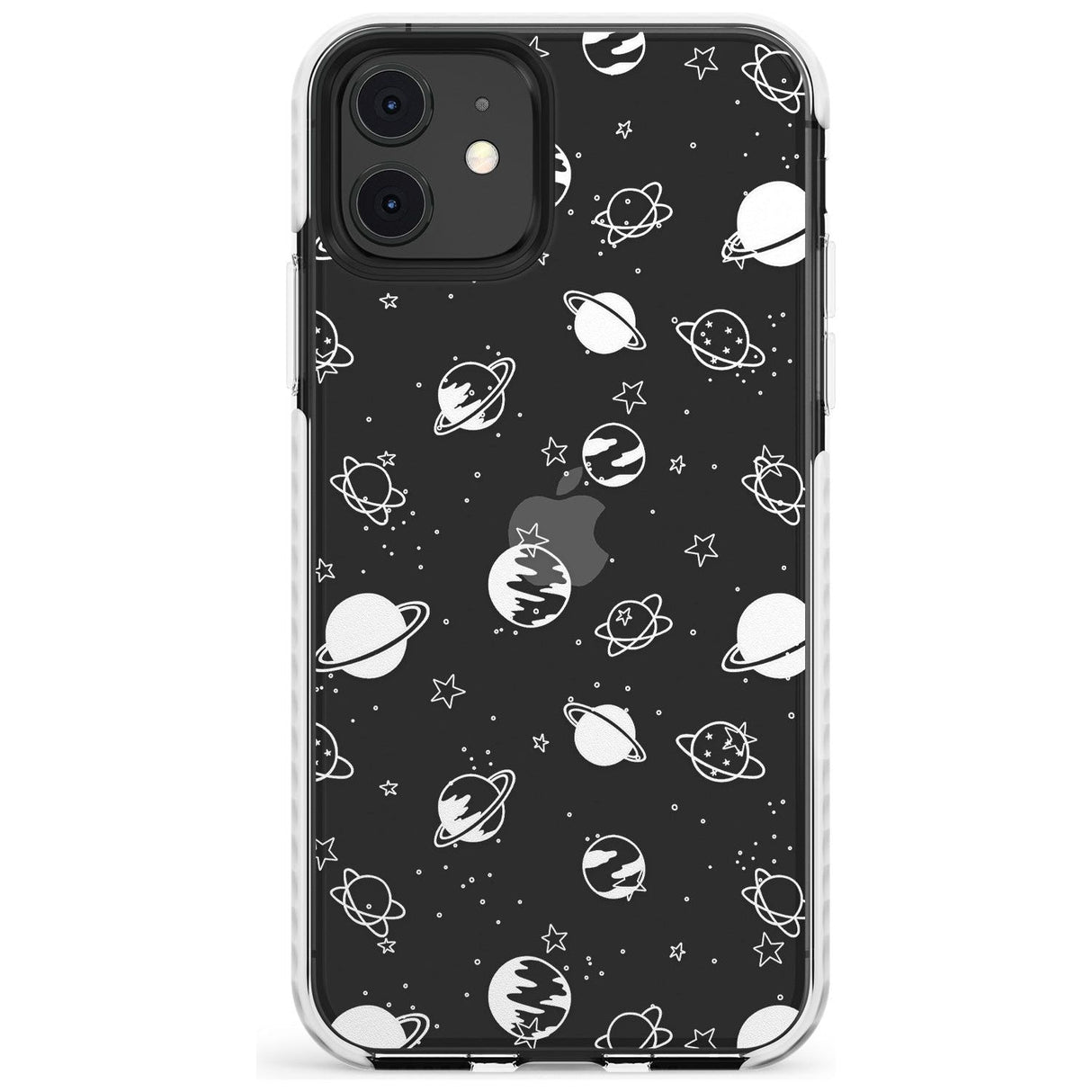 White Planets on Clear Slim TPU Phone Case for iPhone 11